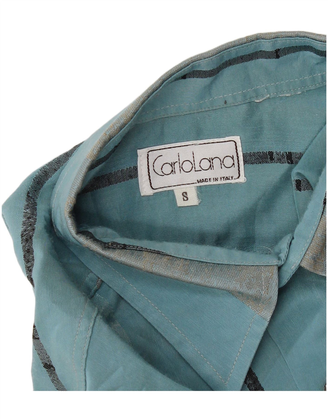 Vintage Ανδρικό κοντομάνικο πουκάμισο μικρό τιρκουάζ ριγέ