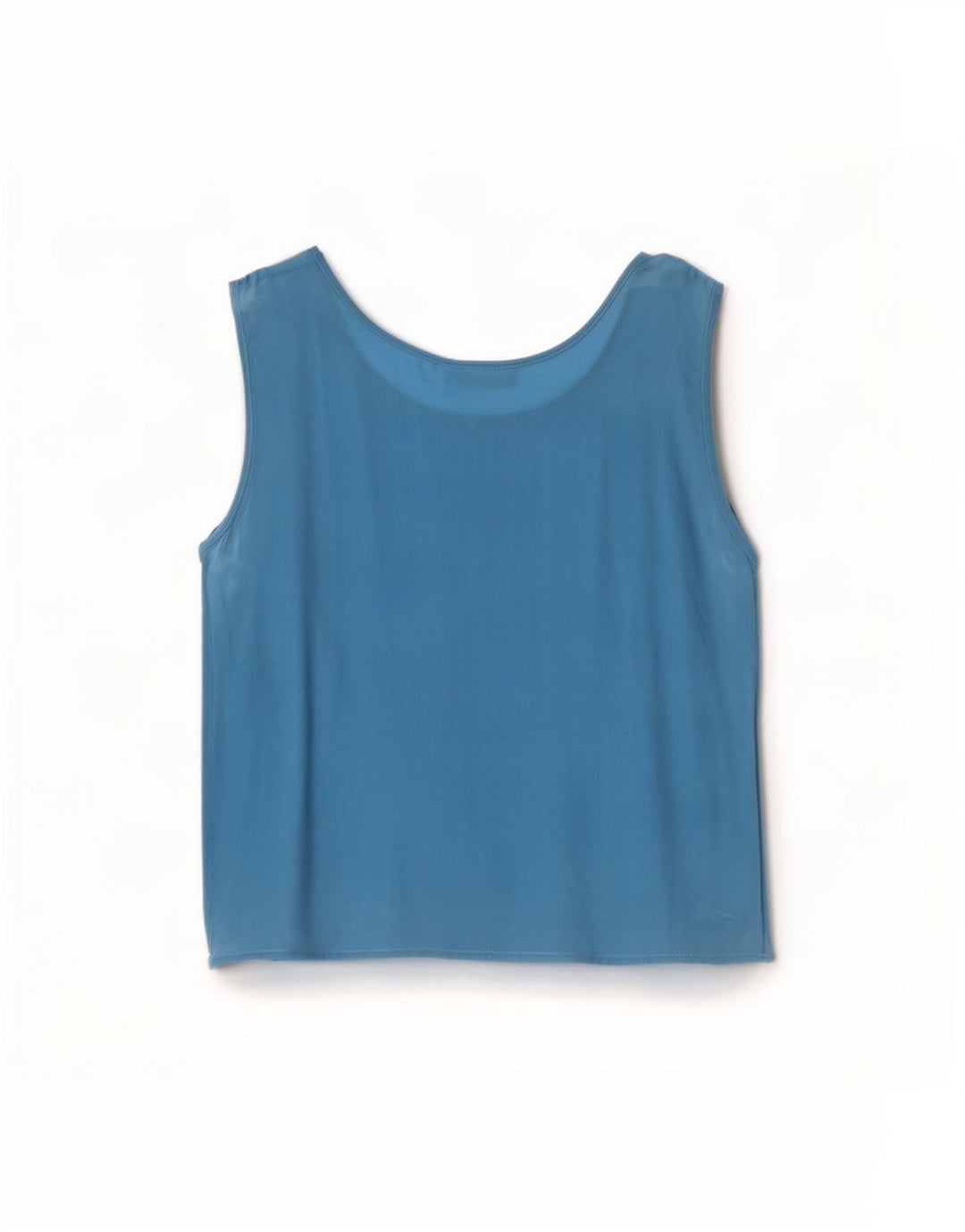 Vintage Γυναικεία Αμάνικη Μπλούζα Top IT 44 Medium Blue Silk