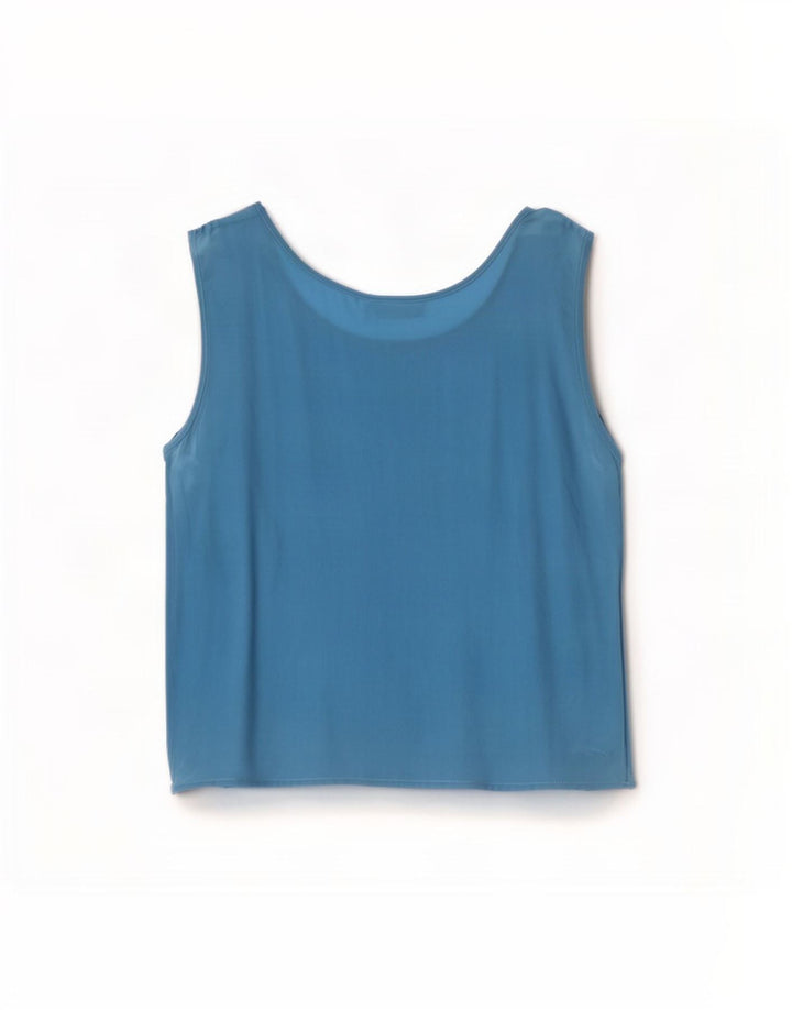 Vintage Γυναικεία Αμάνικη Μπλούζα Top IT 44 Medium Blue Silk