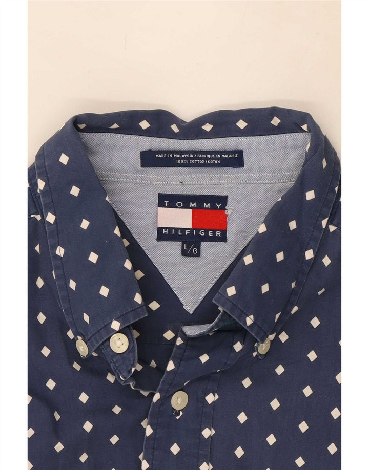 Ανδρικό πουκάμισο Tommy Hilfiger Μεγάλο Βαμβακερό Μπλε Navy Spotted