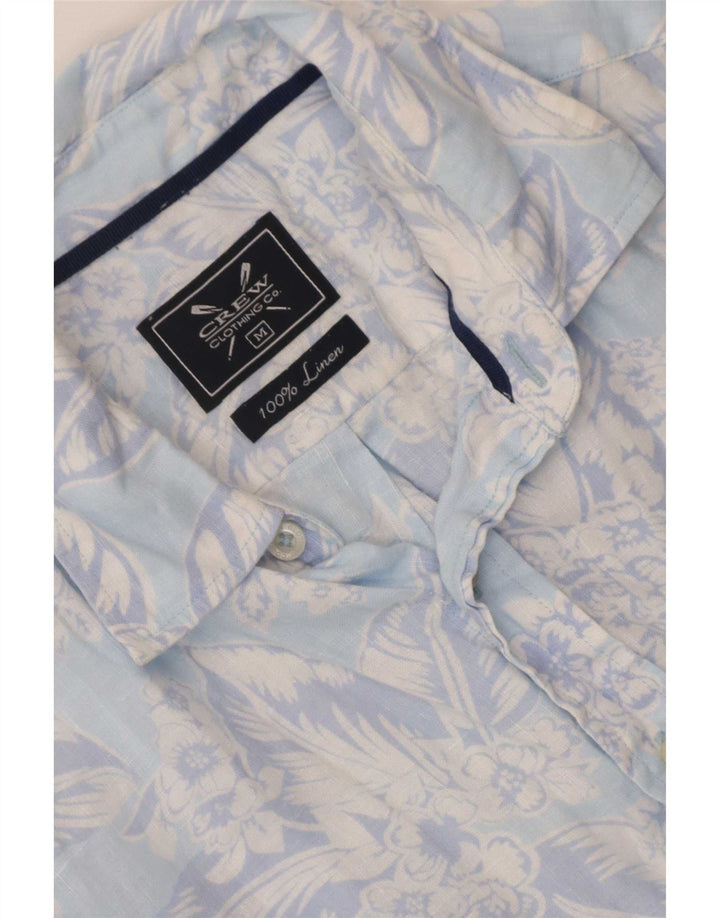 Ανδρικό κοντομάνικο πουκάμισο Crew Clothing Ανδρικό λινό μεσαίο μπλε λουλουδάτο
