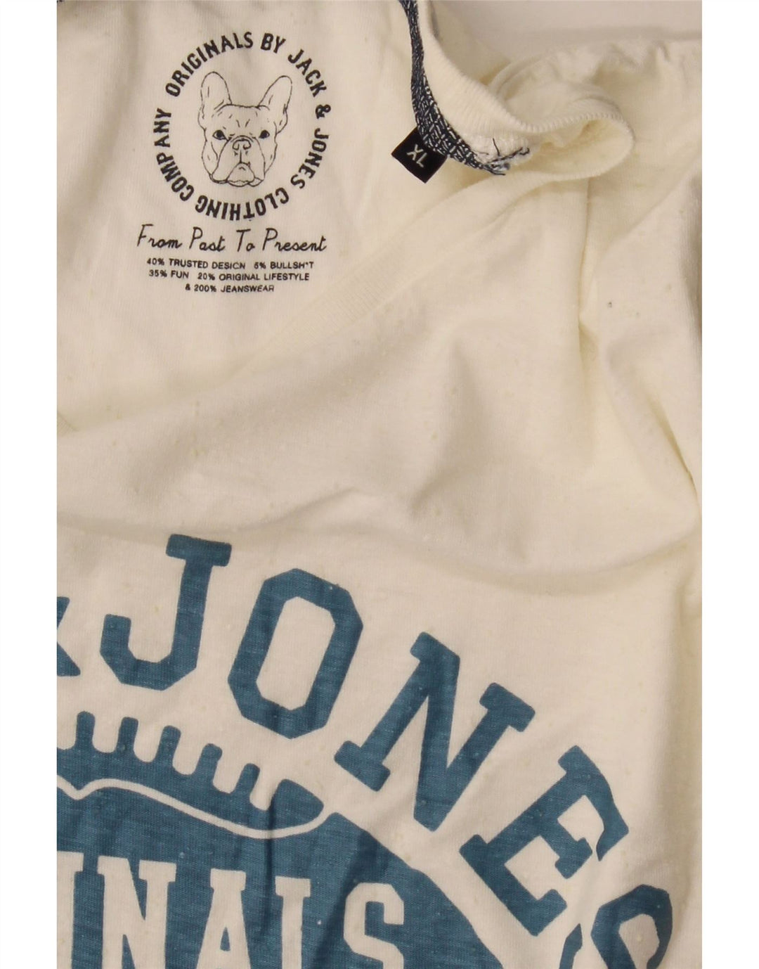 JACK & JONES Ανδρικό γραφικό T-Shirt Top XL Λευκό βαμβακερό