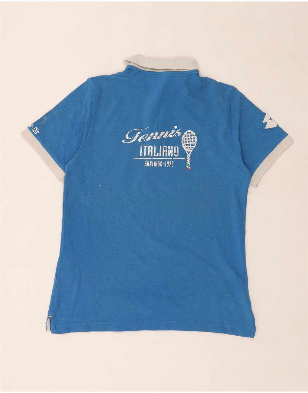 Γυναικείο LOTTO Italia Graphic Rugby Polo πουκάμισο UK 14 μεγάλο μπλε βαμβακερό