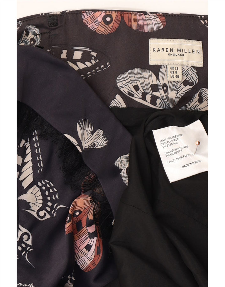 KAREN MILLEN Γυναικείο Στράπλες Φόρεμα UK 12 Medium Navy Blue Butterfly