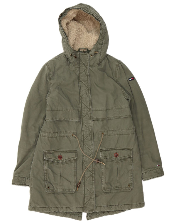 Tommy Hilfiger γυναικείο μπουφάν Sherpa Parka με κουκούλα UK 14 Βαμβακερό μεσαίο πράσινο