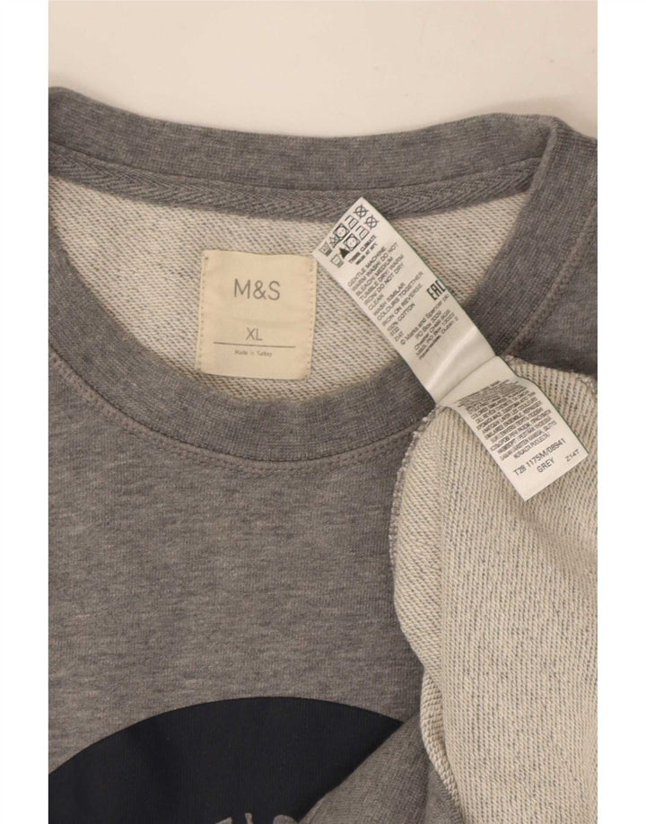 Ανδρικό γραφικό φούτερ Marks & Spencer Jumper XL Γκρι βαμβακερό