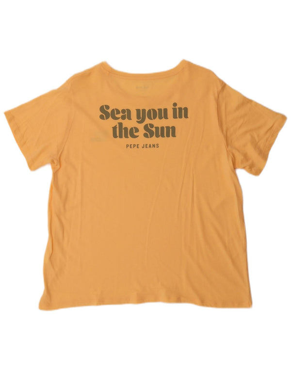 Γυναικείο γραφικό μπλουζάκι PEPE Jeans Top UK 18 XL Κίτρινο