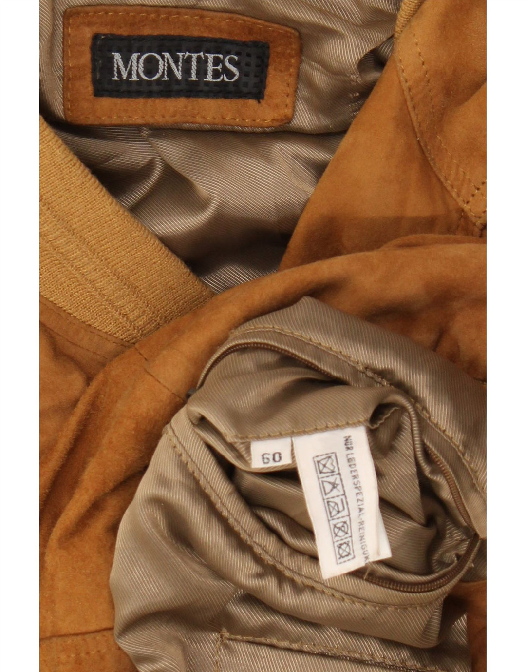 Montes Mens Bomber Leather Jacket UK 42 XL Brown Leather