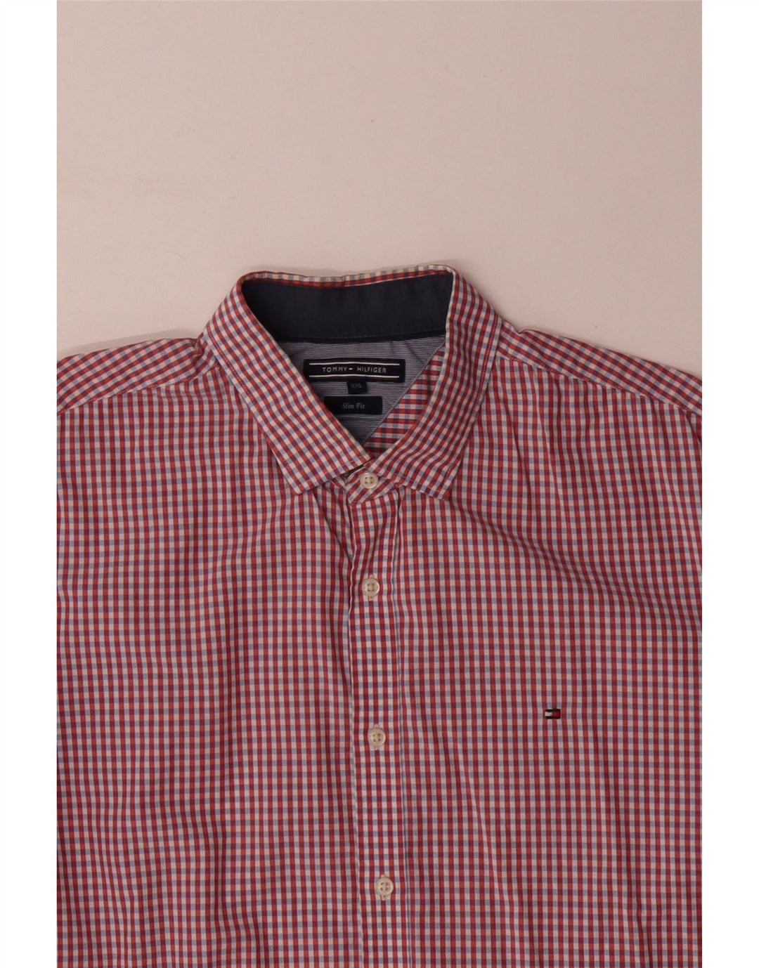 TOMMY HILFIGER Ανδρικό πουκάμισο Slim Fit 2XL Red Gingham Cotton