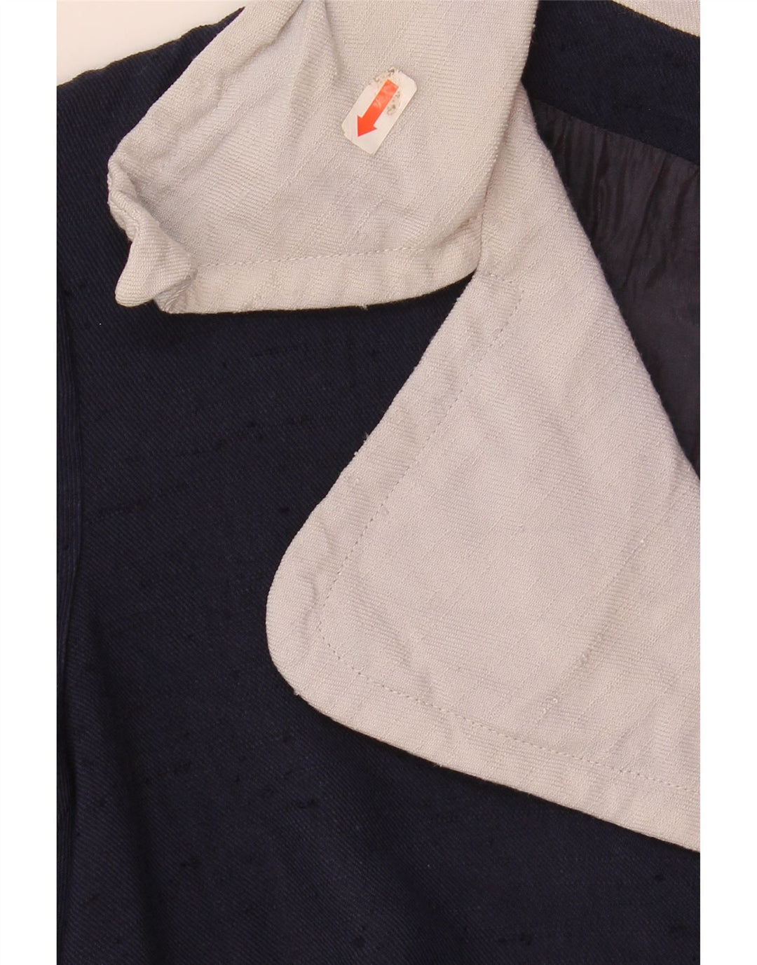 VINTAGE Womens Crop Blazer Jacket UK 12 Medium Navy Blue Colourblock