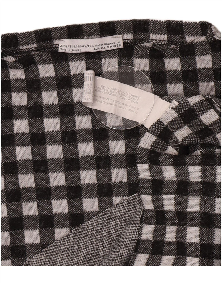 Zara γυναικείο υπερμεγέθη μακρυμάνικο UK 10 Small Black Gingham Polyester