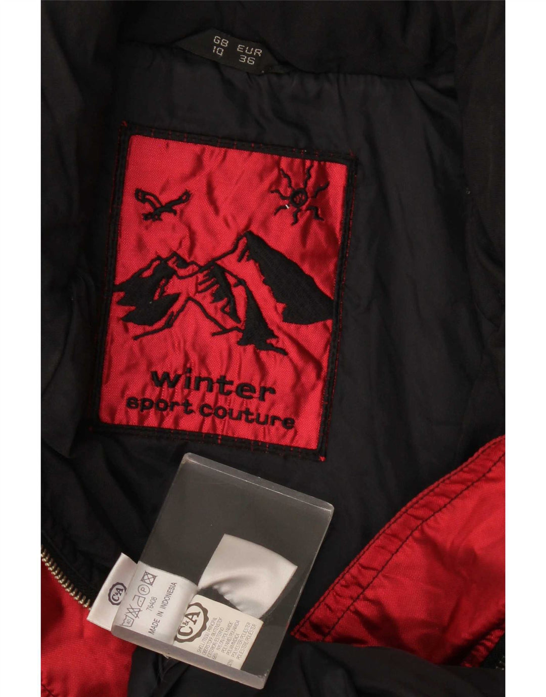 C&A Γυναικείο Rodeo Hooded Oversized Ski Jacket UK 10 Small Red Colourblock