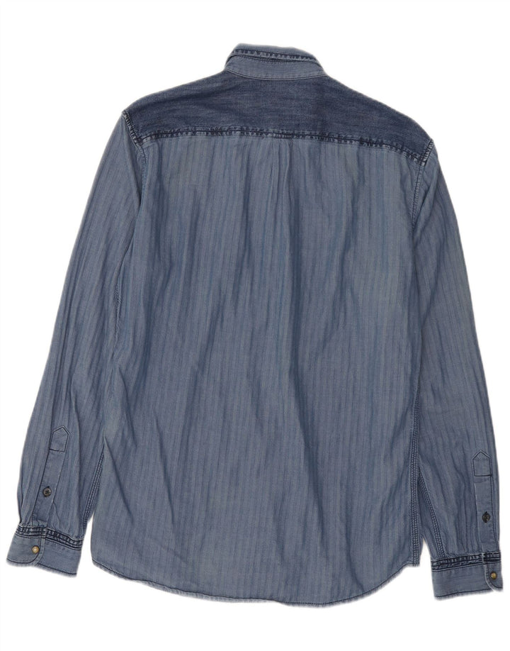 Diesel Ανδρικό Πουκάμισο Μεγάλο Navy Blue από βαμβακερό ψαροκόκκαλο