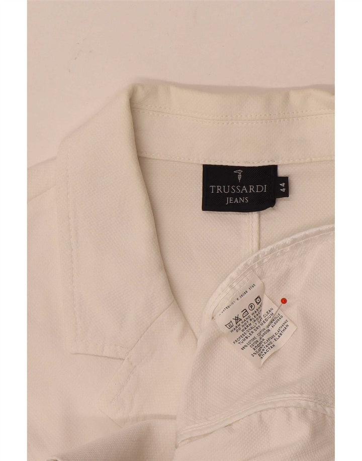Trussardi Jeans Γυναικείο Μπουφάν Blazer 3 κουμπιών IT 44 Μεσαίο λευκό βαμβακερό