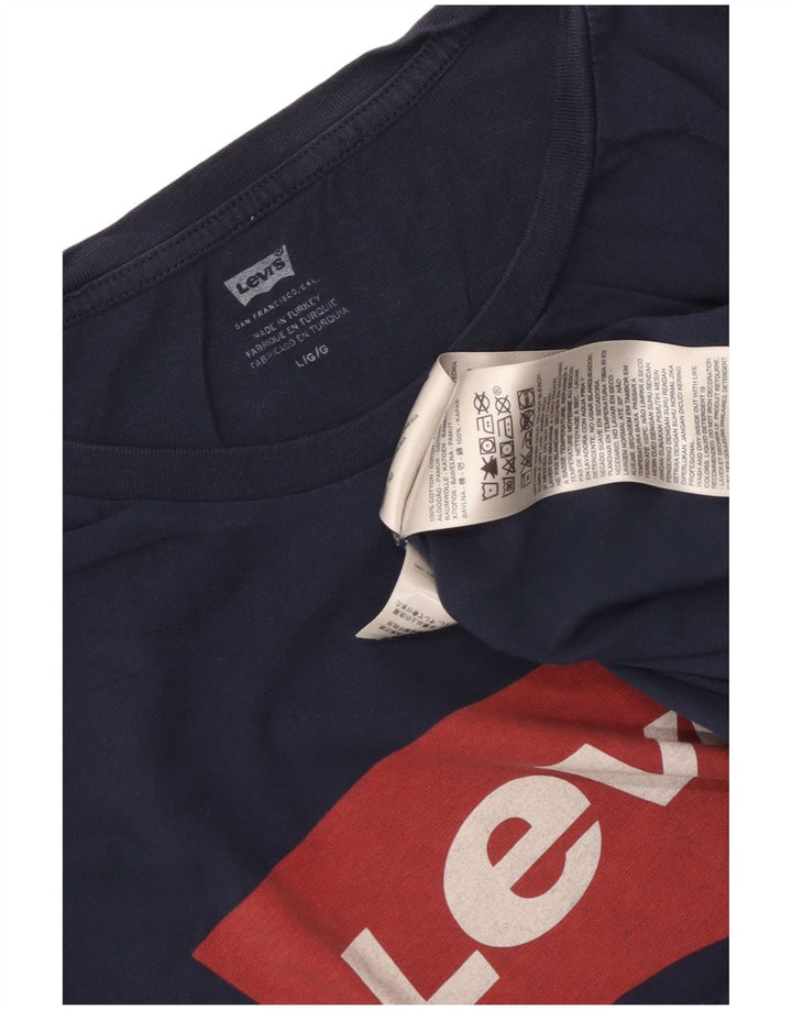 Ανδρικό γραφικό T-Shirt Levi's Top Large Navy Blue από βαμβάκι