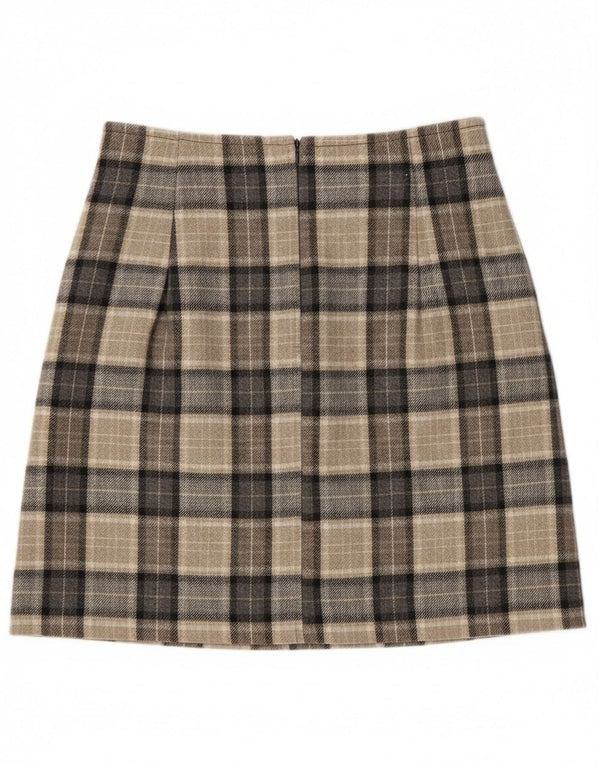 Vintage γυναικεία ψηλόμεση φούστα IT 42 Medium W23 Γκρι καρό μαλλί