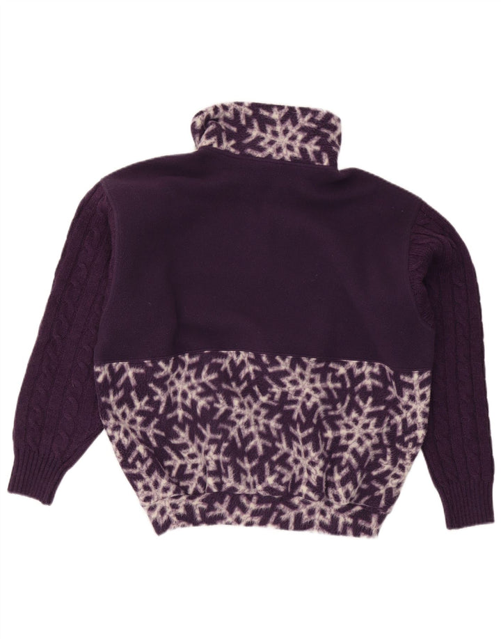 Nordica γυναικεία υπερμεγέθη αφηρημένα μοτίβα Fleece Jumper UK 10 Small Purple