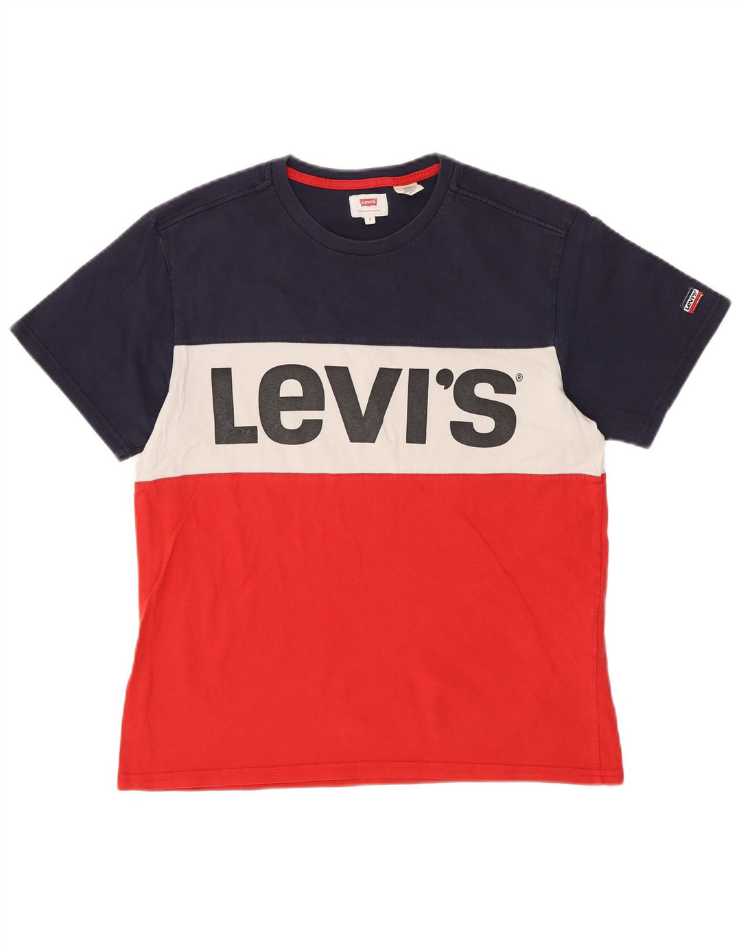 LEVI'S Mens Graphic T-Shirt Top Small Multicoloured Colourblock Cotton