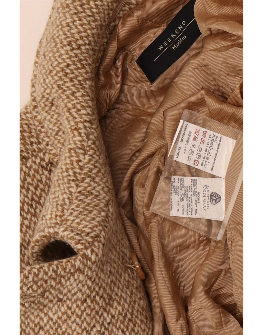 Max Mara Γυναικείο Weekend Pea Coat UK 16 Μεγάλο μπεζ μαλλί ψαροκόκαλο