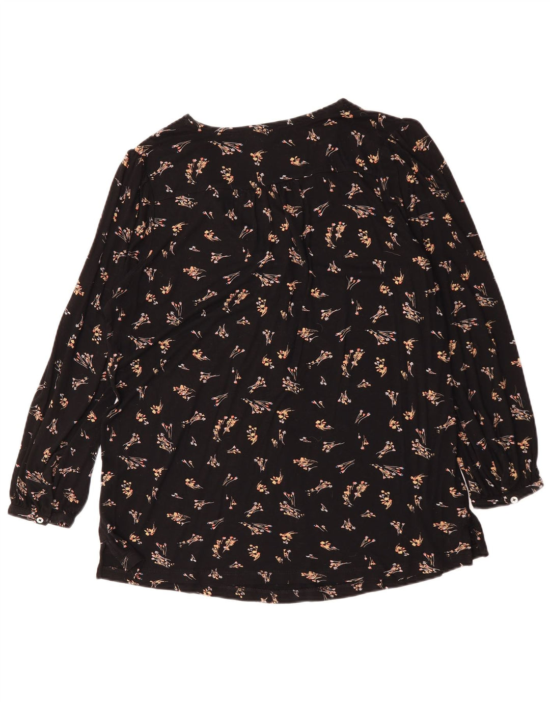 Χοντρό πρόσωπο Γυναικεία μακρυμάνικη μπλούζα Oversized Μπλούζα UK 12 Medium Black Floral