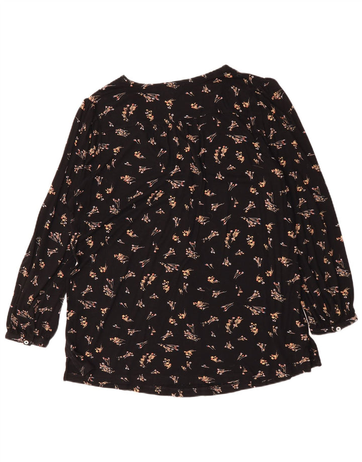 Χοντρό πρόσωπο Γυναικεία μακρυμάνικη μπλούζα Oversized Μπλούζα UK 12 Medium Black Floral