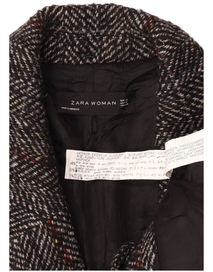 Zara Γυναικείο Πανωφόρι UK 14 Medium Grey Check Wool