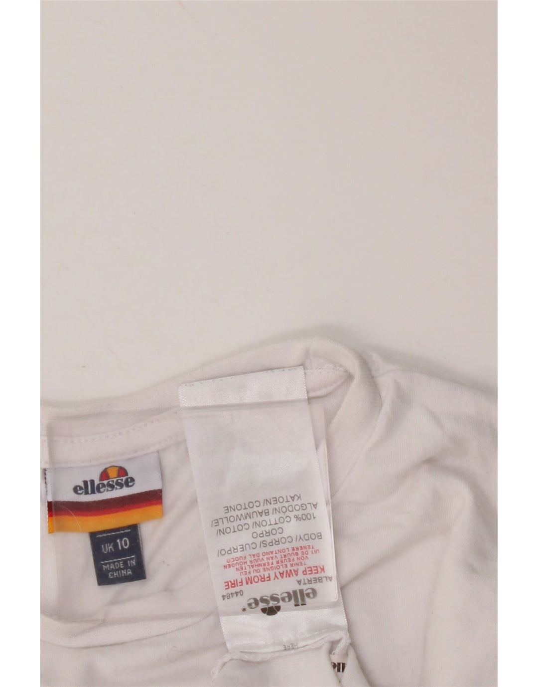 ELLESSE Γυναικείο Crop Graphic T-Shirt Top UK 10 Small White Βαμβακερό