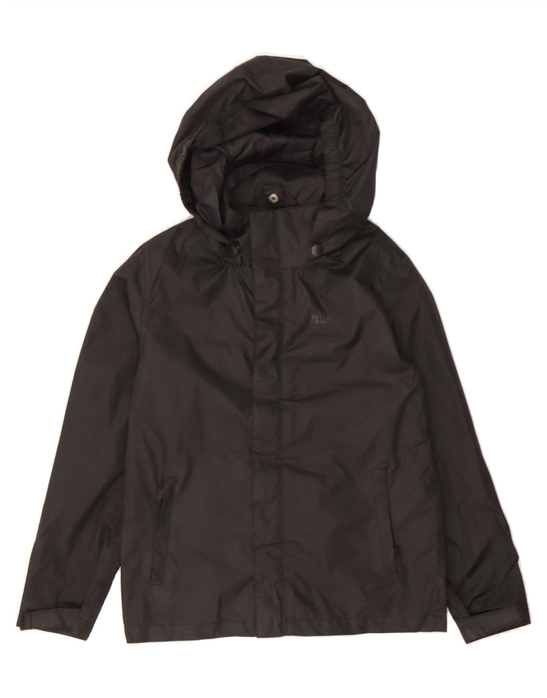 MOUNTAIN WAREHOUSE Boys Hooded Rain Jacket 7-8 Years Black Nylon Vintage Mountain Warehouse and Second-Hand Mountain Warehouse from Messina Hembry 