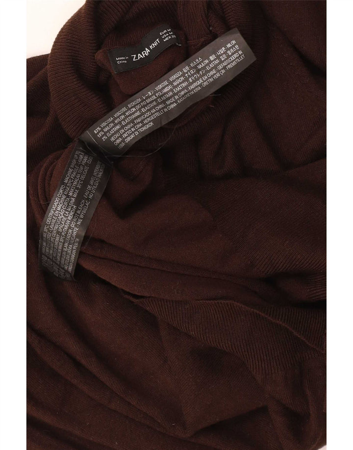 Zara Γυναικείο πουλόβερ με ρολό λαιμόκοψη UK 12 μεσαίου καφέ βισκόζη