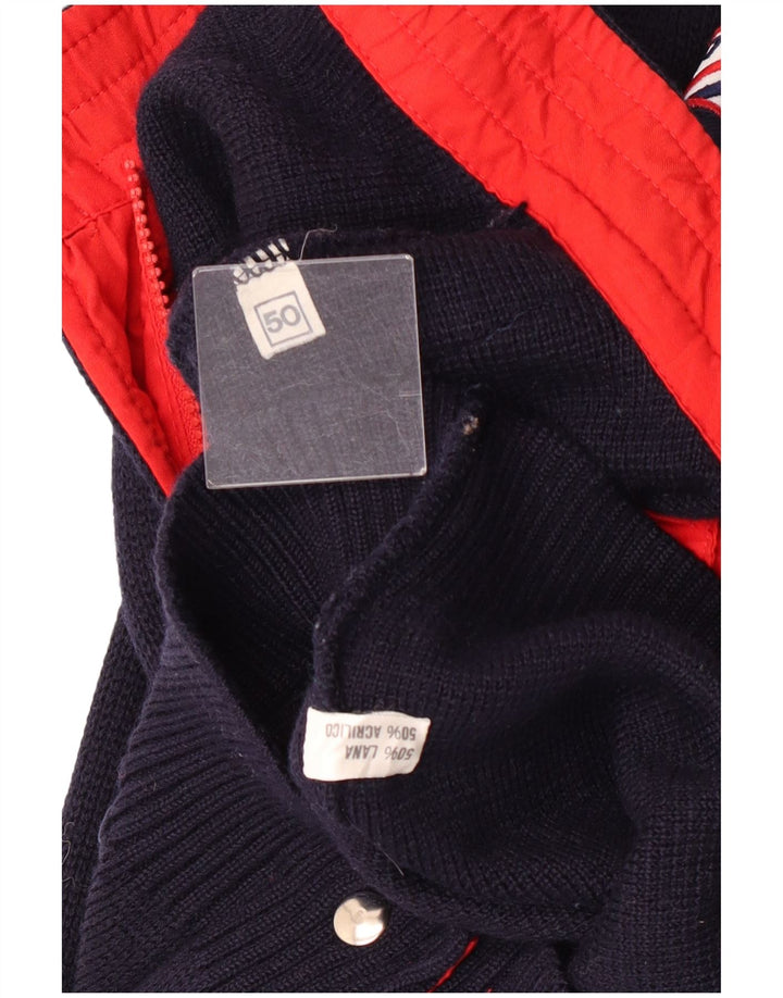 Ανδρικό πουλόβερ vintage ζακέτα IT 50 Μαλλί μεσαίου μπλε μπλε χρώματος