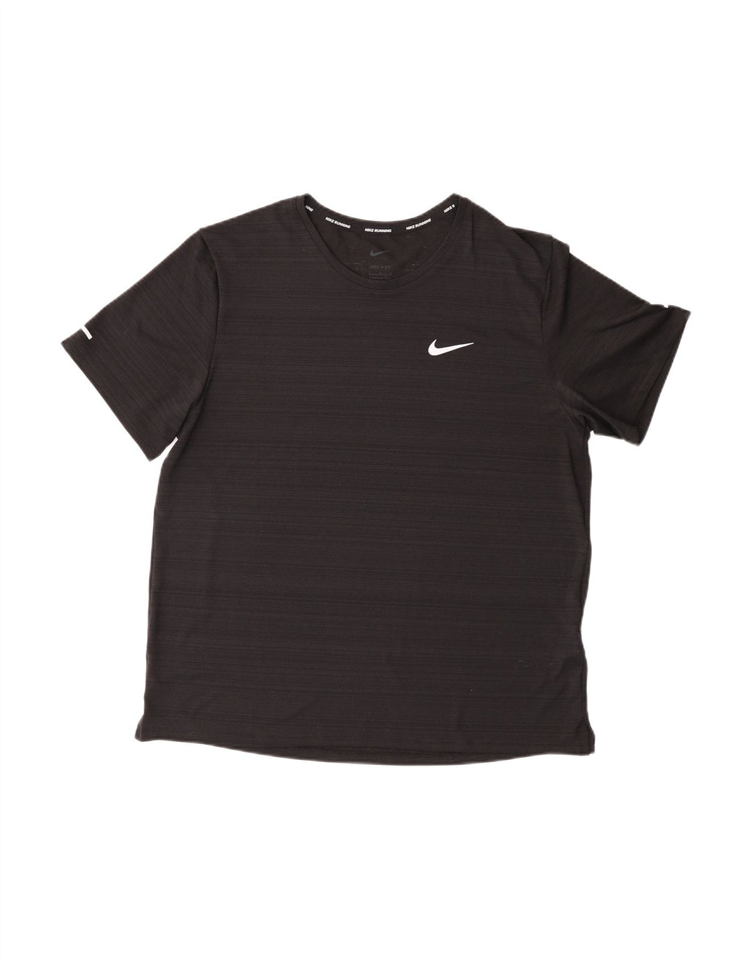 NIKE Mens Dri Fit T-Shirt Top Large Black Striped Polyester