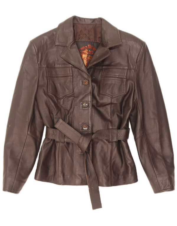Vintage Womens Leather Jacket UK 10 Small Brown