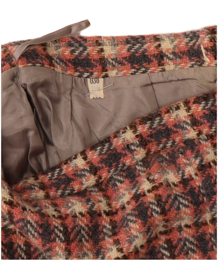 Vintage γυναικεία φούστα σε γραμμή Α EU 38 Medium W28 Pink Houndstooth