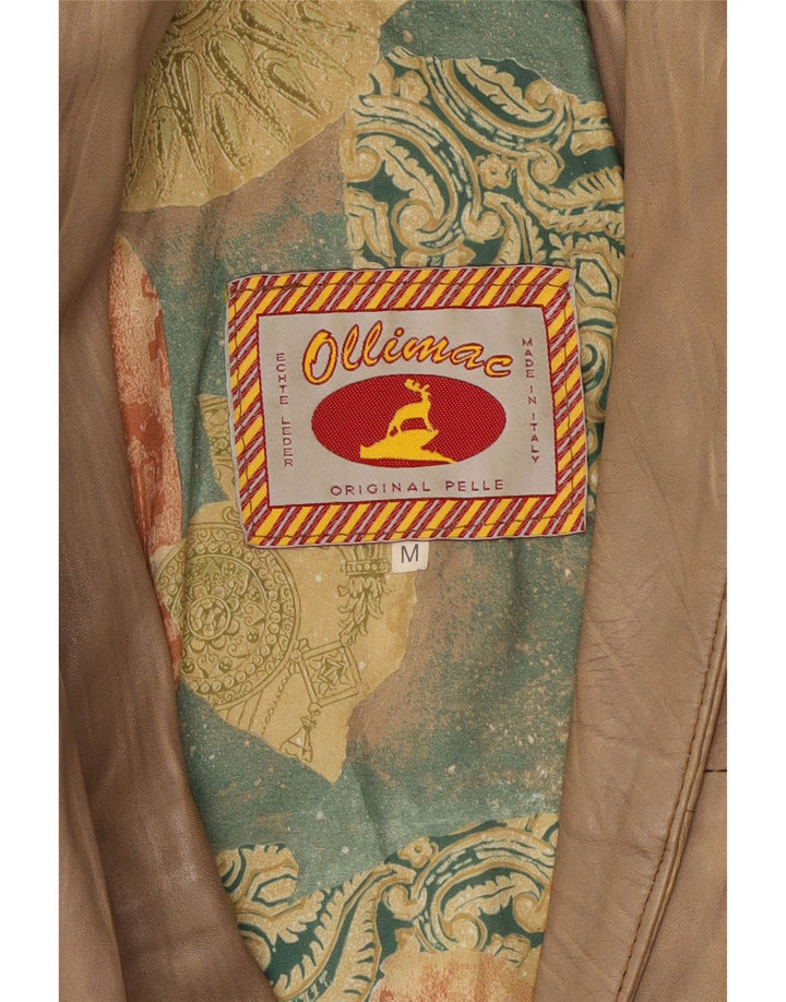 Vintage Γυναικείο Δερμάτινο Μπουφάν UK 14 Medium Beige Leather