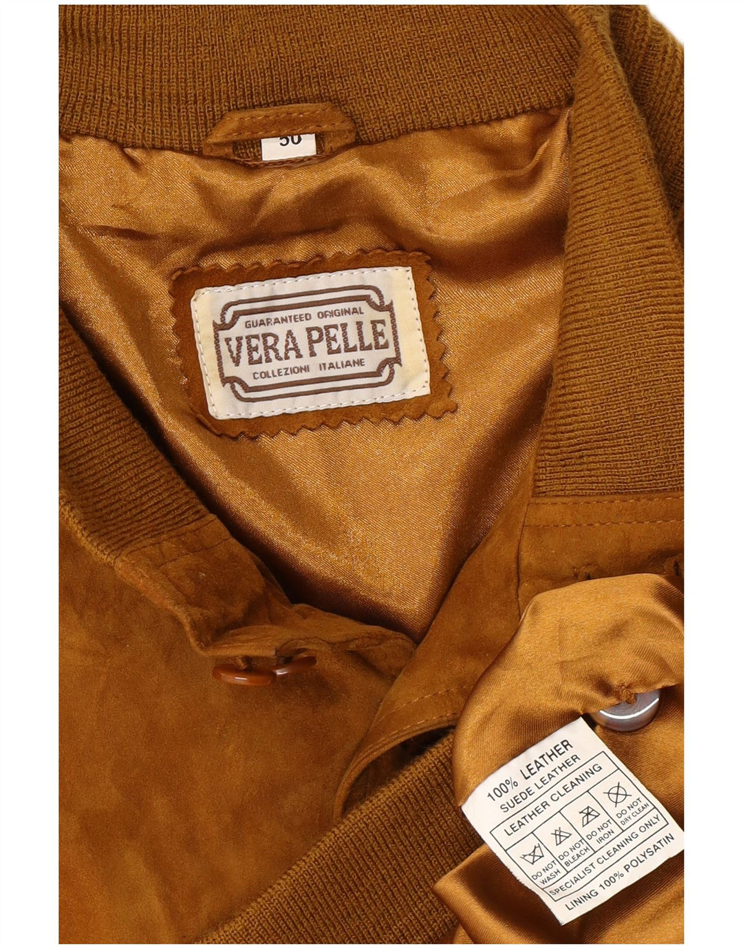 VINTAGE Ανδρικό Suede Bomber Jacket IT 50 Large Brown Δερμάτινο