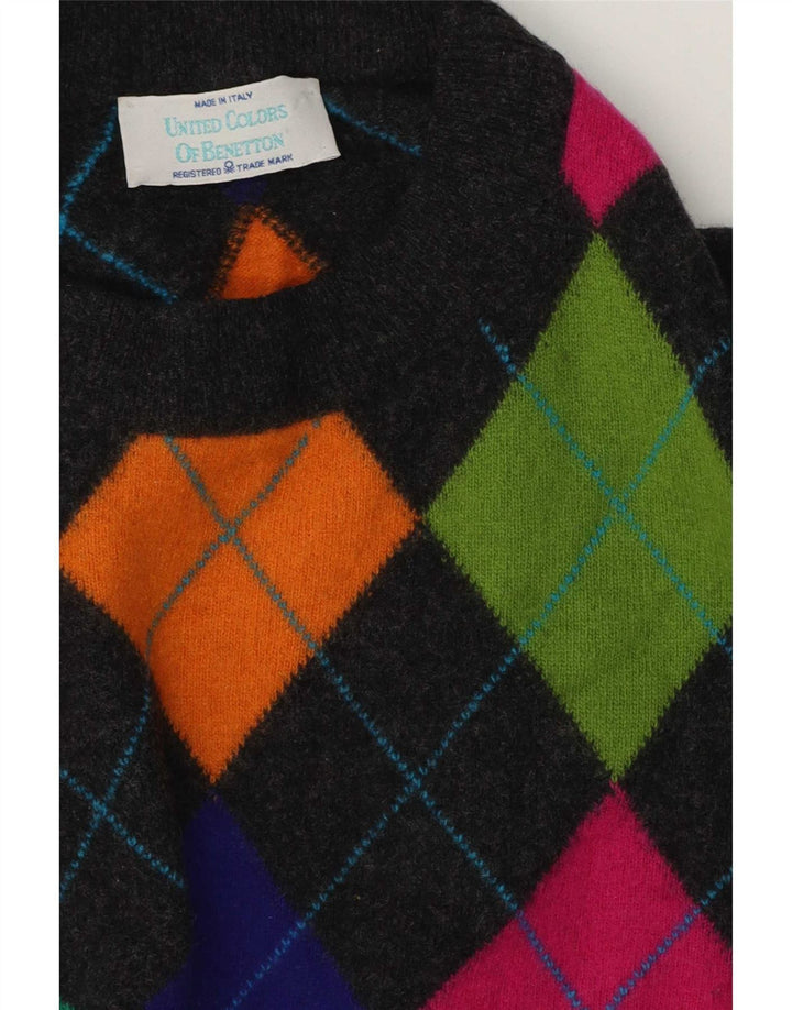 Ανδρικό πουλόβερ Benetton Crew Neck Jumper IT 50 Medium Grey Argyle/Diamond
