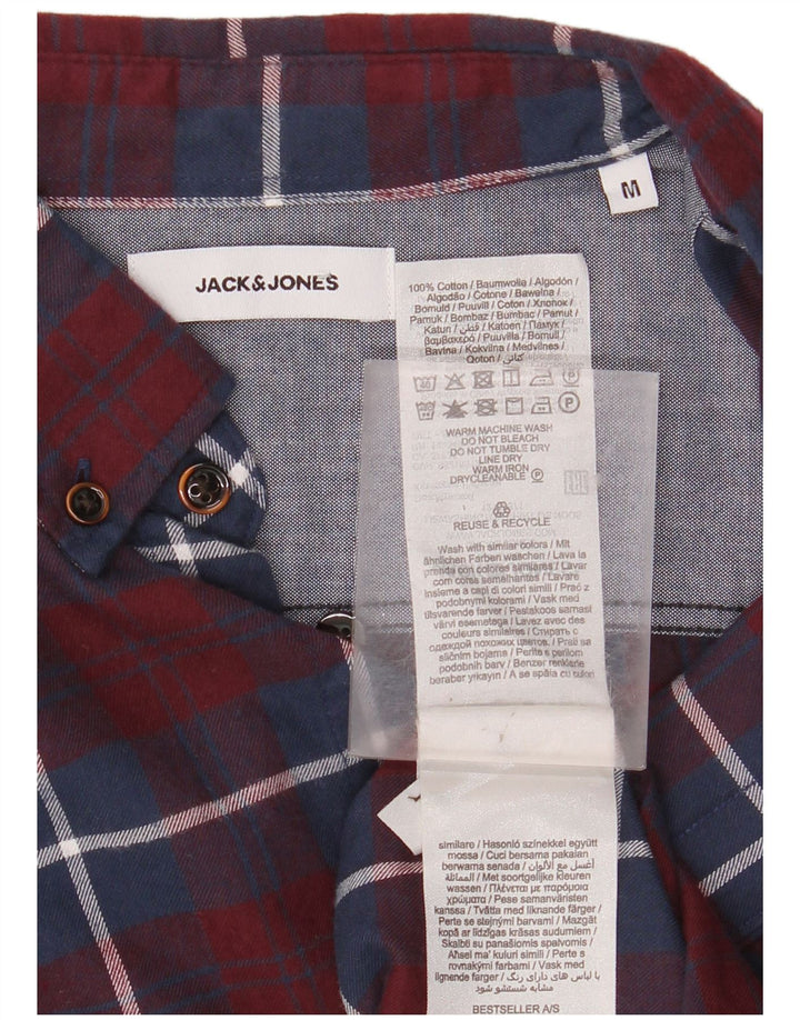 Ανδρικό φανελένιο πουκάμισο JACK & JONES Βαμβακερό μεσαίο μπορντό