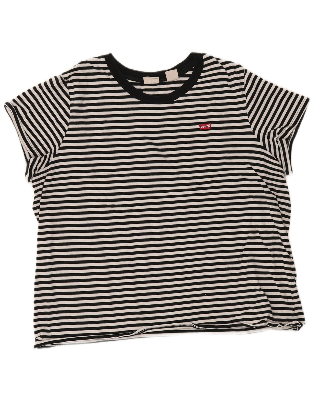 LEVI'S Γυναικείο T-Shirt Top UK 18 XL Μαύρο ριγέ βαμβακερό