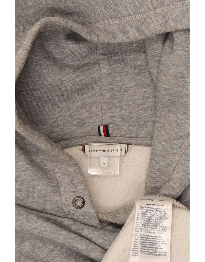 TOMMY HILFIGER Γυναικείο υπερμεγέθη γραφικό φούτερ με κουκούλα UK 14 Medium Grey