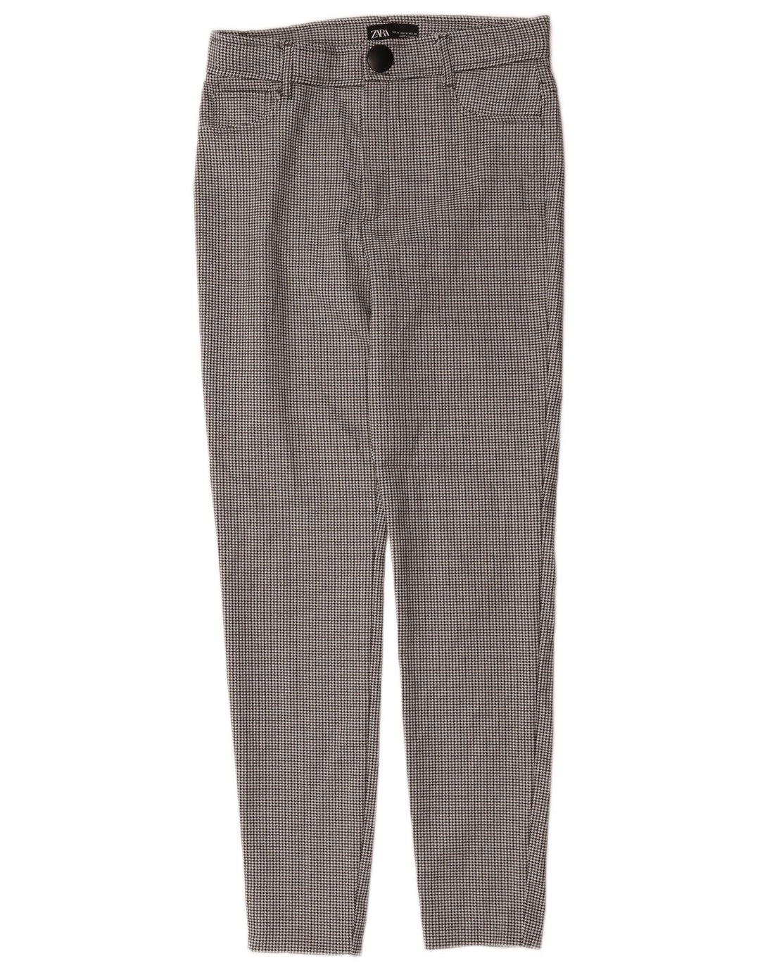 Zara Γυναικείο Slim Casual Παντελόνι Medium W28 L27 Black Houndstooth