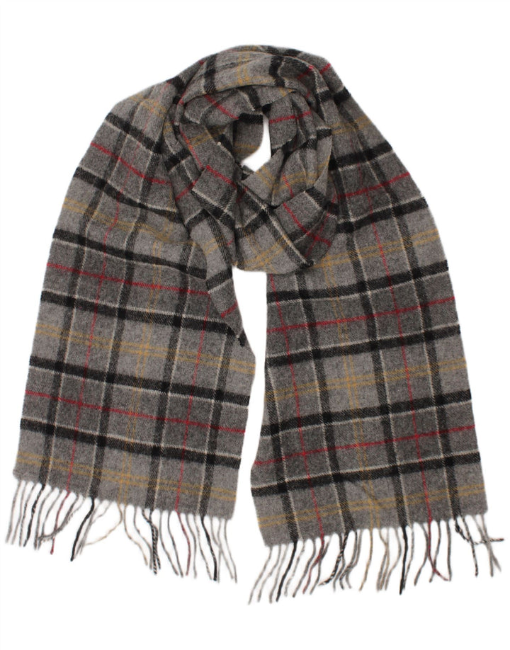 Ανδρικό ορθογώνιο φουλάρι Barbour One Size Grey καρό Lambswool Classic