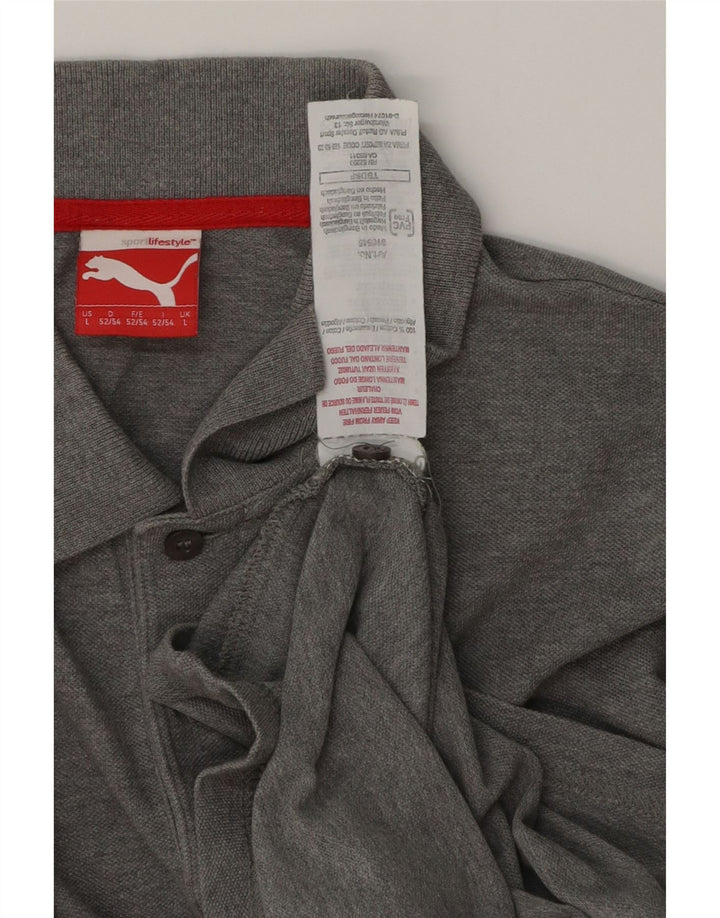 Ανδρικό πουκάμισο πόλο Puma μεγάλο γκρι βαμβακερό