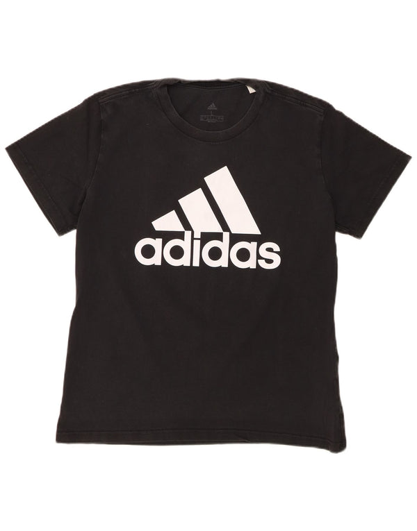 Γυναικείο γραφικό μπλουζάκι ADIDAS Top UK 16/18 μεγάλο μαύρο βαμβακερό