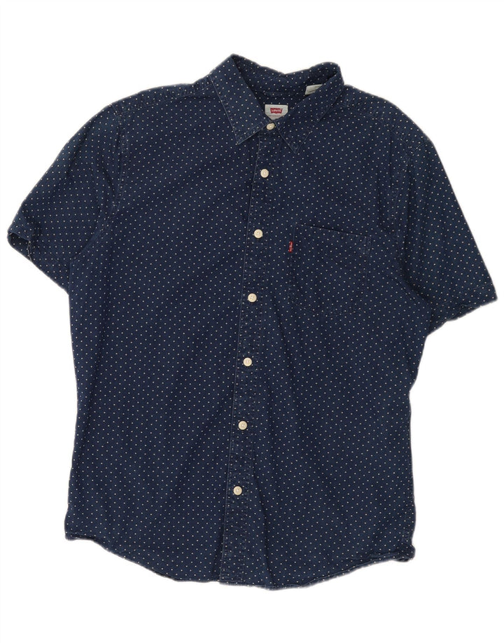 Ανδρικό πουκάμισο Levi's Standard με κοντό μανίκι, Βαμβακερό μεσαίο μπλε ναυτικό