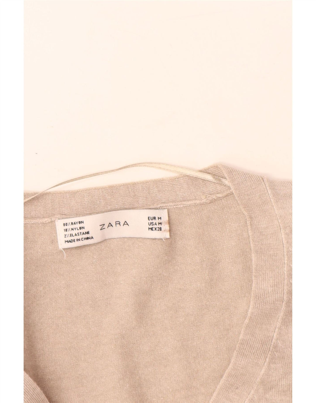 Γυναικείο πουλόβερ ZARA με V λαιμόκοψη UK 12 Medium Beige