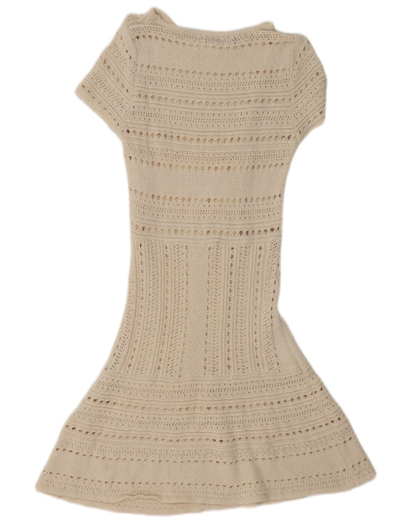 Zara γυναικείο φόρεμα με κοντό μανίκι See Through White UK 12 Medium Off White