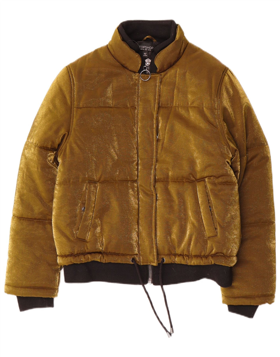 Topshop Γυναικείο Velor Bomber Jacket UK 12 Medium Gold Polyester