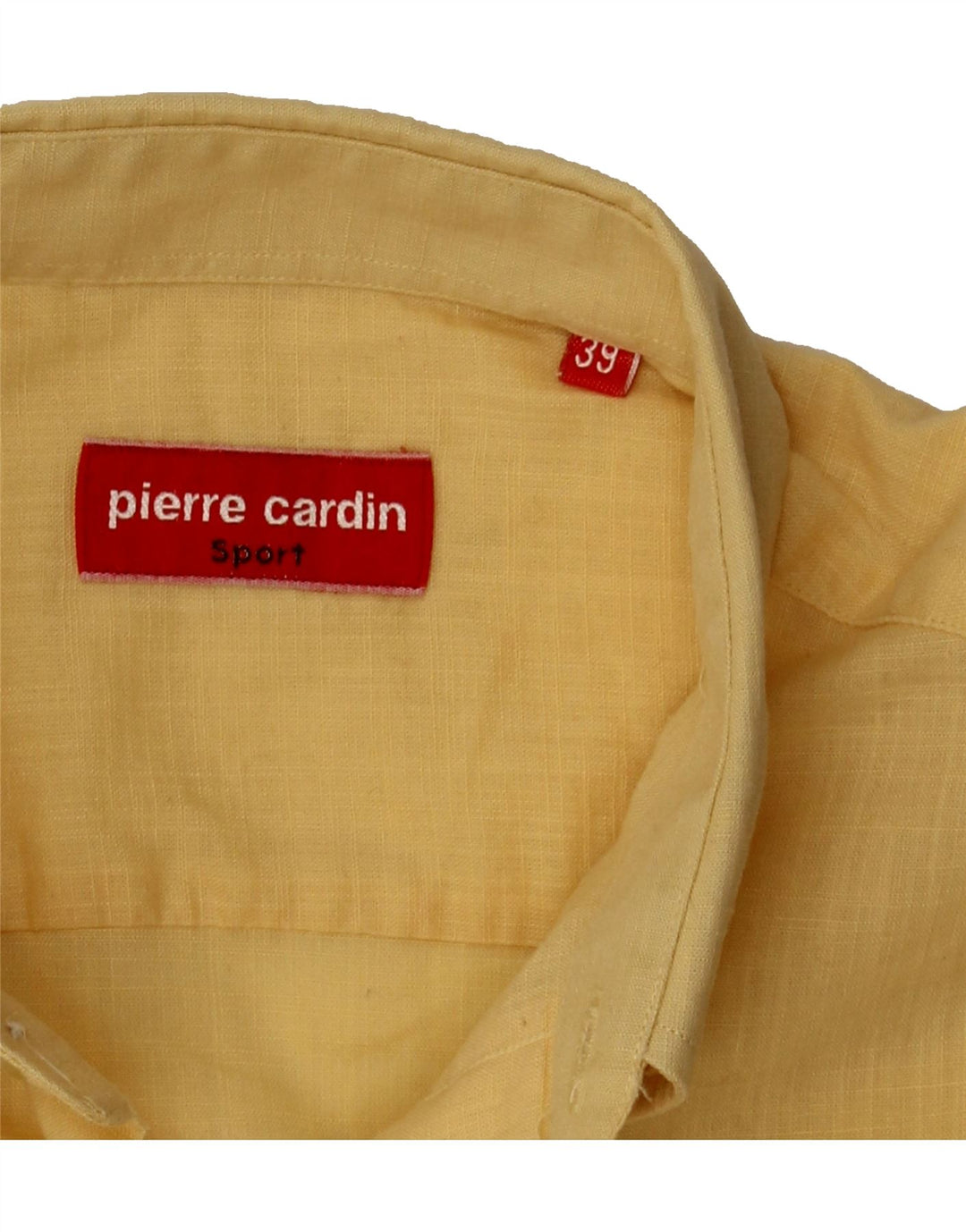PIERRE CARDIN Mens Short Sleeve Shirt Size 39 Medium Yellow Cotton Vintage Pierre Cardin and Second-Hand Pierre Cardin from Messina Hembry 