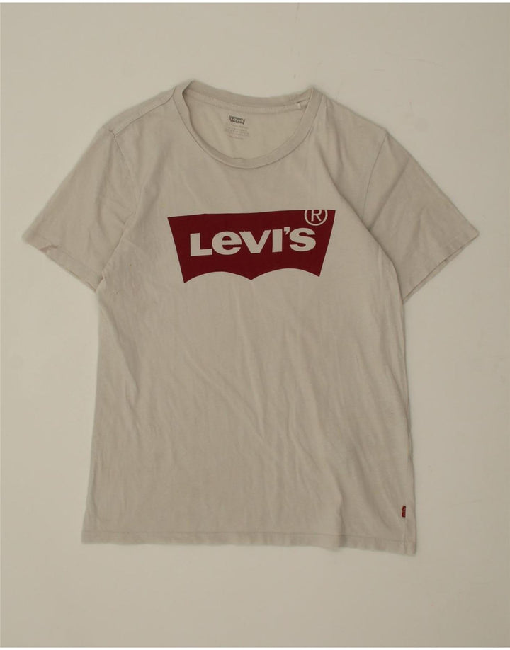 LEVI'S Womens Graphic T-Shirt Top UK 10 Small White Vintage Levi's and Second-Hand Levi's from Messina Hembry 