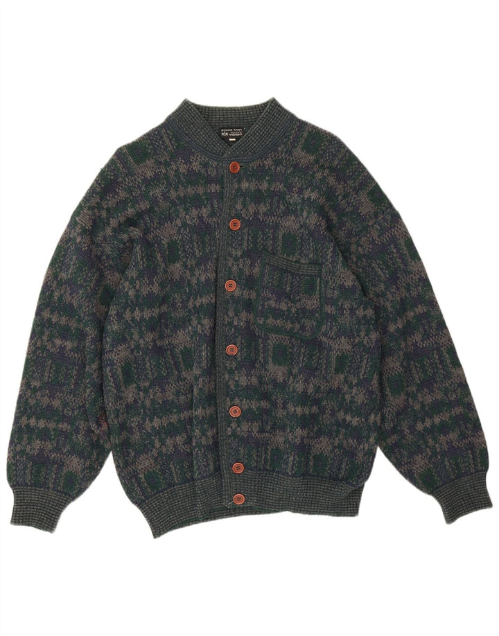 Ανδρικό πουλόβερ Walbusch Cardigan IT 50 Μεσαίο πράσινο γεωμετρικό μαλλί